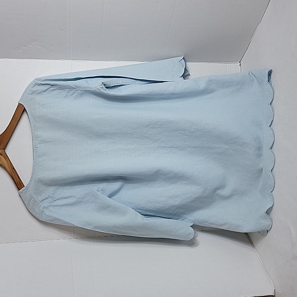 J. Crew Women's Light Blue W/ Ruffle Accent Long Sleeve Tunic,  S - Picture 2 of 8